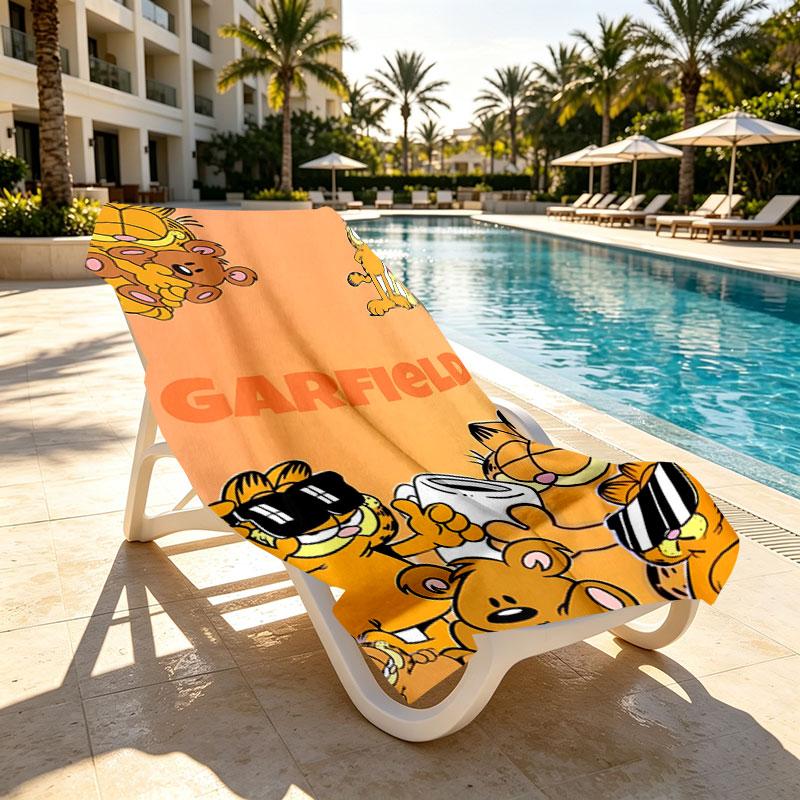 Garfield Print Beach Towel Design, Soft, Lightweight. for Home Bathroom, Spa, Pool, Yoga, Surfing, Camping, Gift for Family, Friend