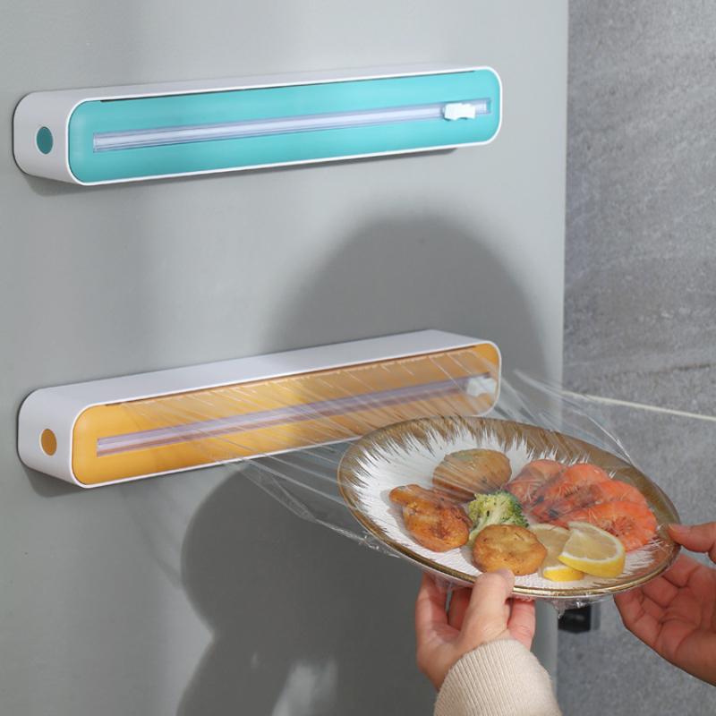 Кухонный автомат для резки пластиковой пленки Фольга для выпечки Двусторонний раздвижной нож Коробка для резки Бытовая магнитная настенная коробка для хранения Стеллаж для хранения инструментов