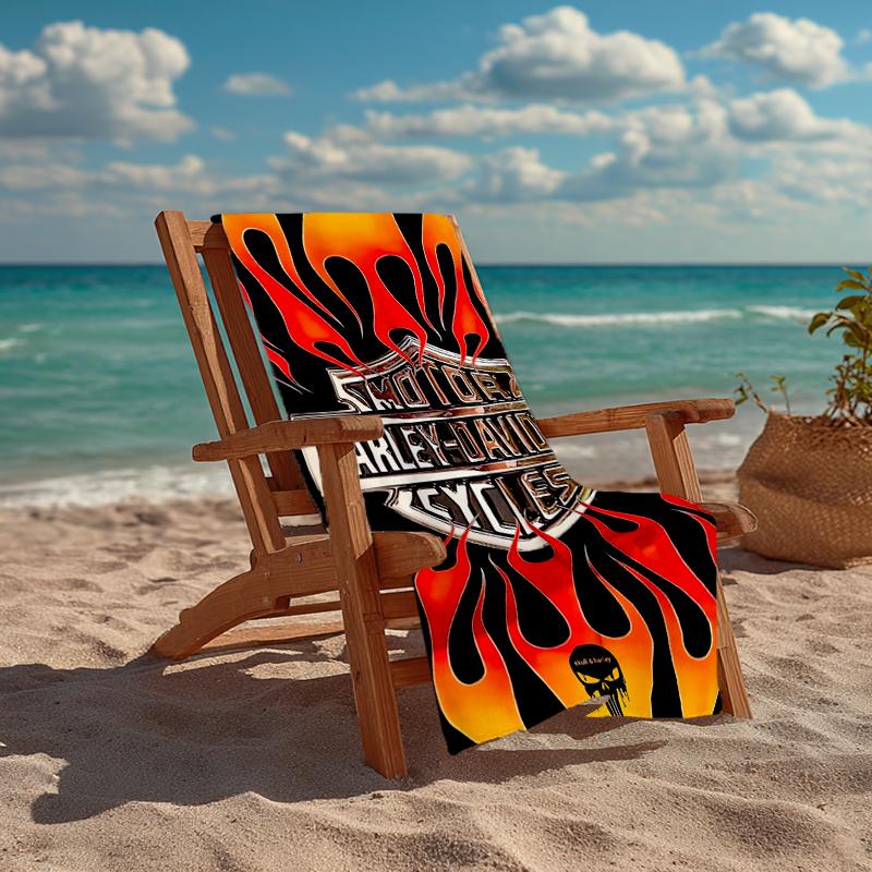 Vintage Motorcycle Fashion Beach Towel: Ideal for Summer Adventures Soft, absorbent and quick drying suitable for swimming and bathing