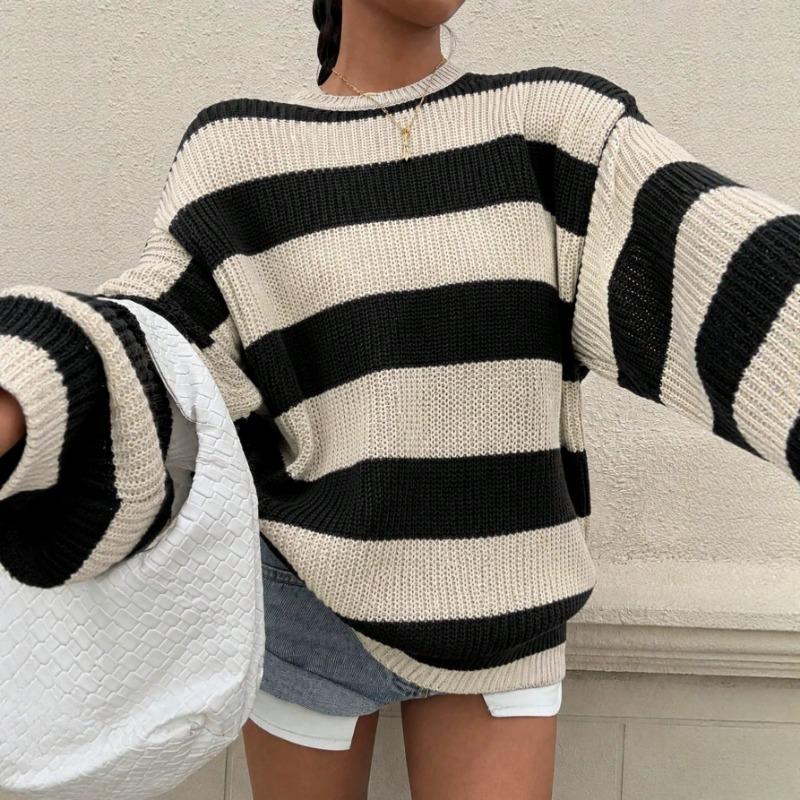 Women S Loose Striped Knit Y2k Style Sweater For Autumn Winter