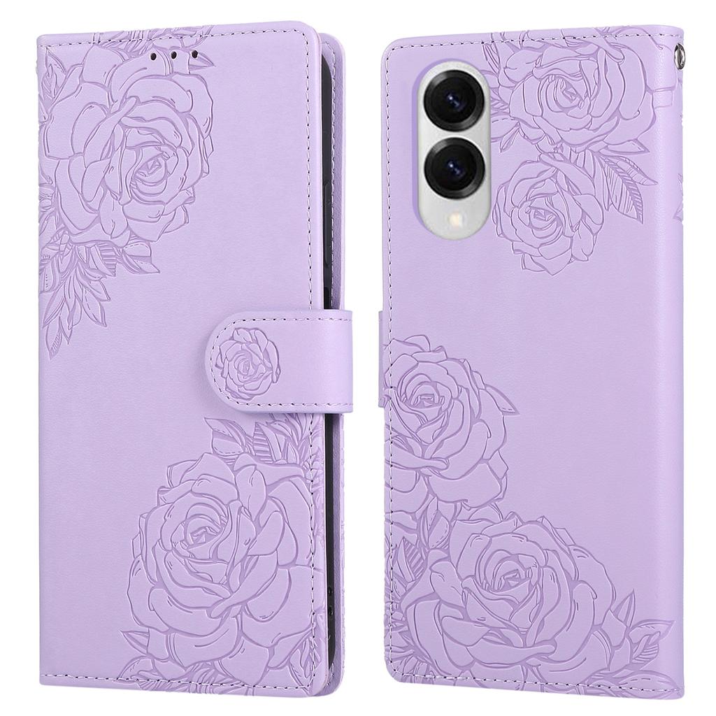 Для Samsung Galaxy S25 Чехол-книжка Edge из ПУ кожи с рисунком розы и 3 отделениями для карт