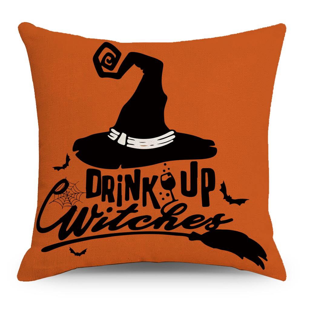 Чехол для подушки на Хэллоуин 45x45, наволочка с тыквой, ведьмой, автомобилем, диванные подушки с принтом, декоративная наволочка, домашний декор, наволочка