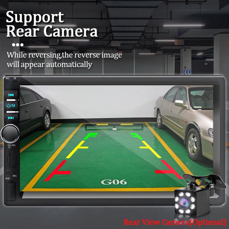 Автомобильное радио Hippcron, 7 дюймов, 12 В, 2 Din, аудио, стерео, Bluetooth, камера заднего вида, встроенный автомобильный видеорегистратор, авто MP5-плеер