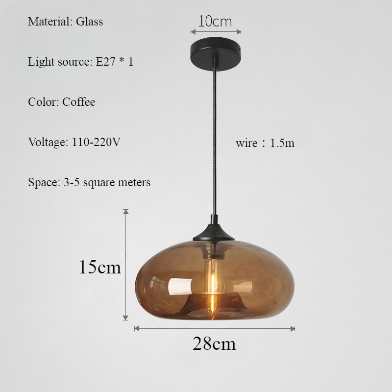 Современный простой эллиптический стеклянный янтарный подвесной светильник цвета сажи в скандинавском стиле для гостиной, прикроватной тумбочки, люстры для ресторана, светодиодные