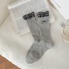 Autumn And Winter Plaid Lace Women'S Socks Vintage Literary Pile Socks Japanese College Style Bow Bow Socks Miu