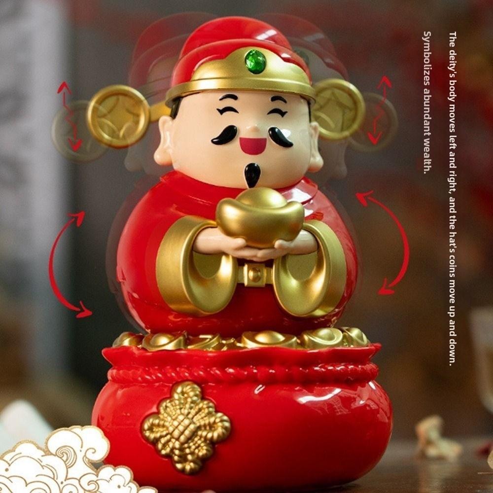Chinese Style God Of Fortune Sculpture Auto Shaking God of Wealth Car Ornament  Home Decoration