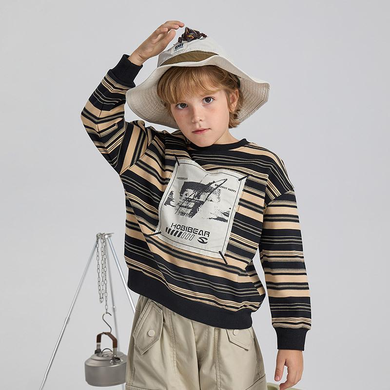 Kids Striped Sweatshirt Boys Girls Crew Neck Long Sleeve Pullover Top Casual Spring Autumn Cotton Stripe Jumper For Children