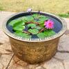 Large Flower Pot Thickened Plant Pot with Drainage Hole Retro Resin Lotus Planter for Indoor Outdoor Plants Home Gardening
