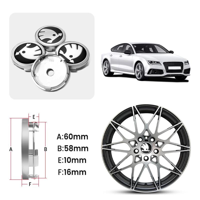 4Pcs 60mm Car Styling Wheel Center Hub Caps Rim Cover Badge Emblem For Skoda Octavia Fabia Rapid Superb Kodiaq Scala Karoq VRS  QN8