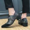 European and American large-size high-heeled bottom pointed men's shoes 2025 new spring and autumn pointed men's middle-heeled shoes shallow singl