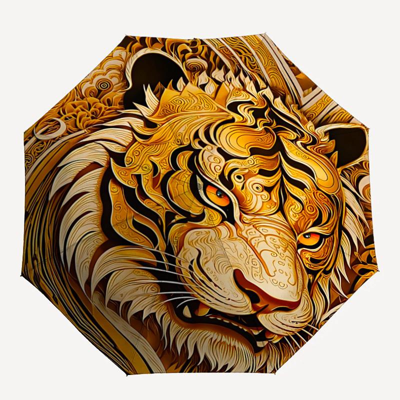 1PC Tiger Print Automatic Open/close, All-Season Portable Folding Umbrella for Women & Men yy250919163