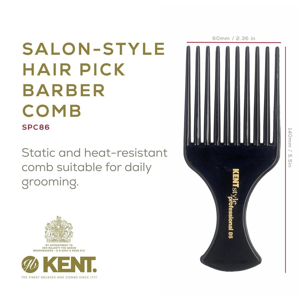 GB KENT BROSH KENT x BROSH COLLABORATION AFRO COMB 1 piece Hairbrush, Black, (x 1)