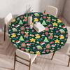 Fitted Christmas Round Tablecloth Holiday Snowflakes Table Cover with Elastic Edge Water-Resistant Christmas Tree Table Cover for Round Tables Dinner
