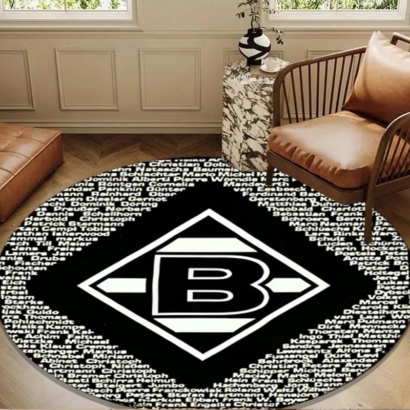 1PC Green Black Borussia Round Rug for Livingroom,Bedroom, Palyroom, Chair Rug, Area rug, Circle Carpet, Large Size Fan Christmas gift