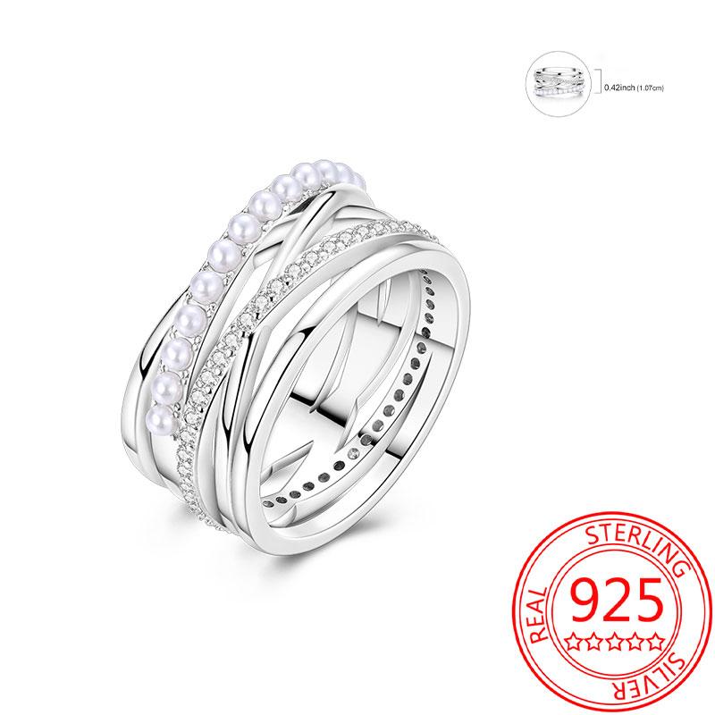 925 Silver Beautiful Stars and Moon Shining Sun Geometry Infinite Combination Ring Boutique Matching Gifts