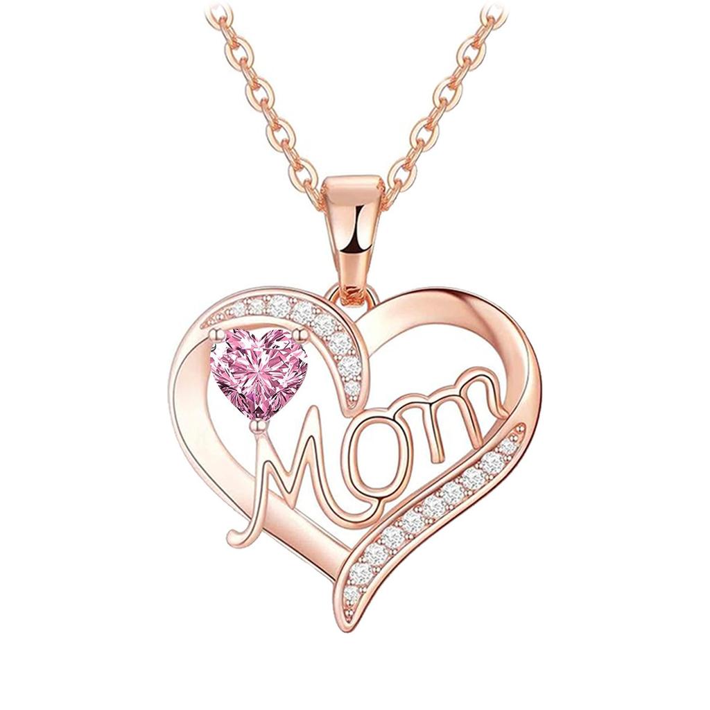 Mother's Day Gift Heart Shaped MOM Letter Necklace Fashionable Clavicle Chain Jewelry For Women Elegant Pendant Accessory