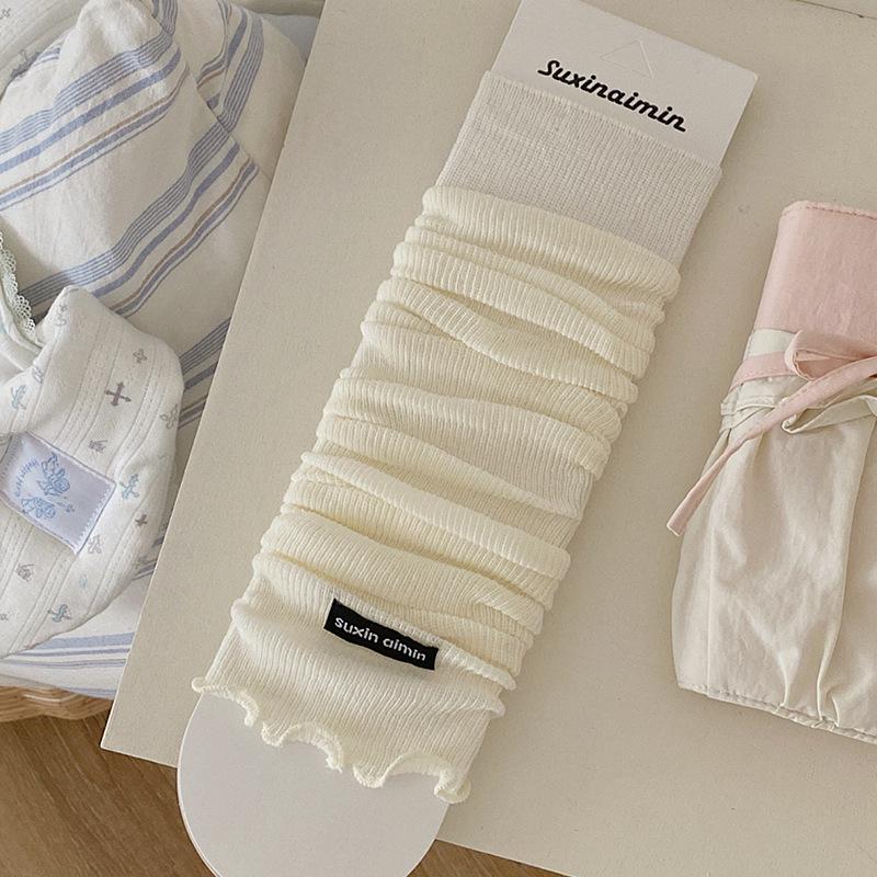 Solid Color Summer Thin Breathable Leg Warmers Japanese Simple Long Knee High Socks Women Elegant Leg Warmers Trendy Calf Socks