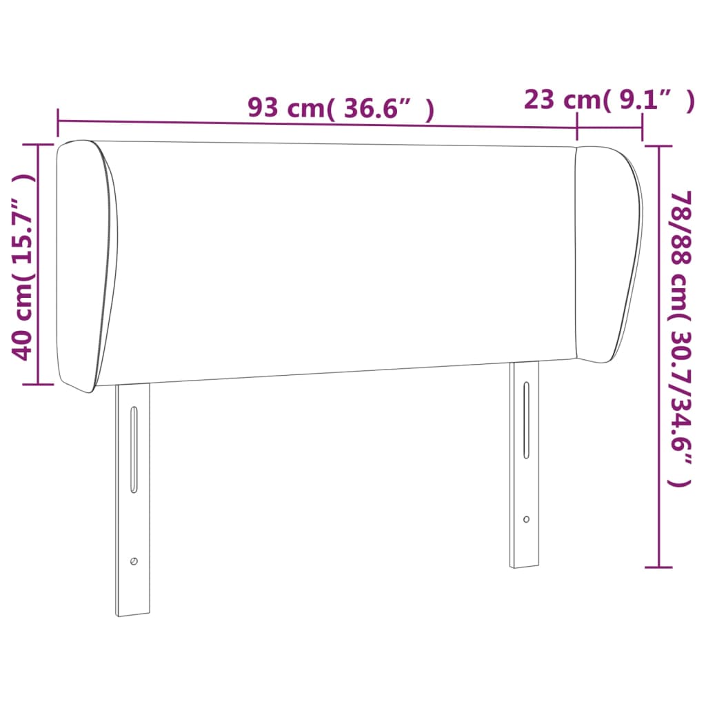 Headboard with Ears Black 93 x 23 x 78 88 cm Velvet