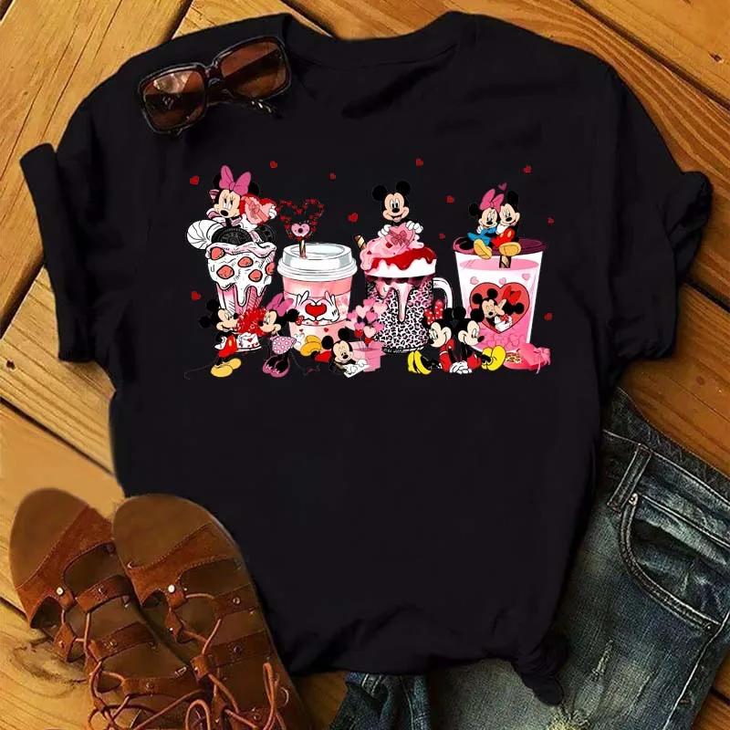 Princess Stitch Mouse Print Trendy Casual Unisexs Dessert Design Graphic Tshirt Round Street Style Tshirt