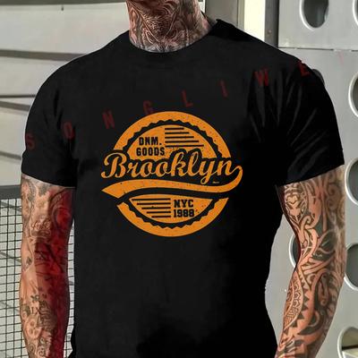Brooklyn NYC 1988 Slogan Motorcycle T-Shirt Men Hip Hop Streetwear Unisex Casual Short Sleeve T