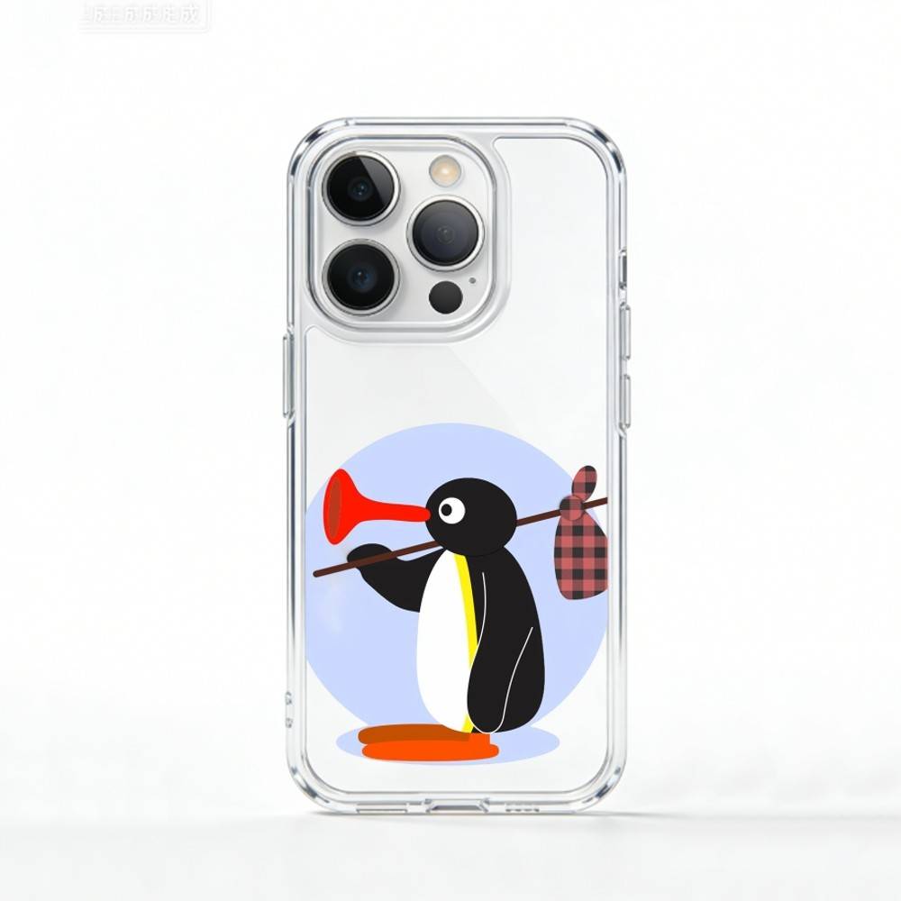 C-Милый Кавайный P-Пингвин Чехол Для Телефона Для iPhone 17 16 15 14 13 12 11 Mini Pro Max Plus Прозрачный Чехол