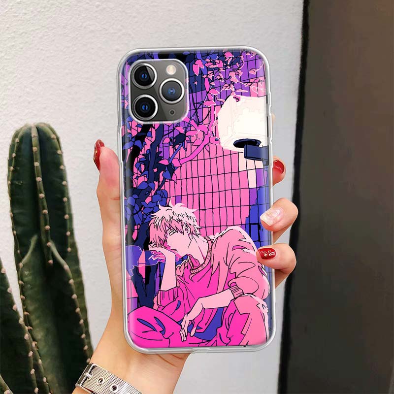 Anime Vaporwave Glitch Purple For iPhone 17 Air 16 15 14 Plus 13 Mini 12 11 Pro Max Phone Case 16E 7 Print 8 SE Fundas Cover Sof
