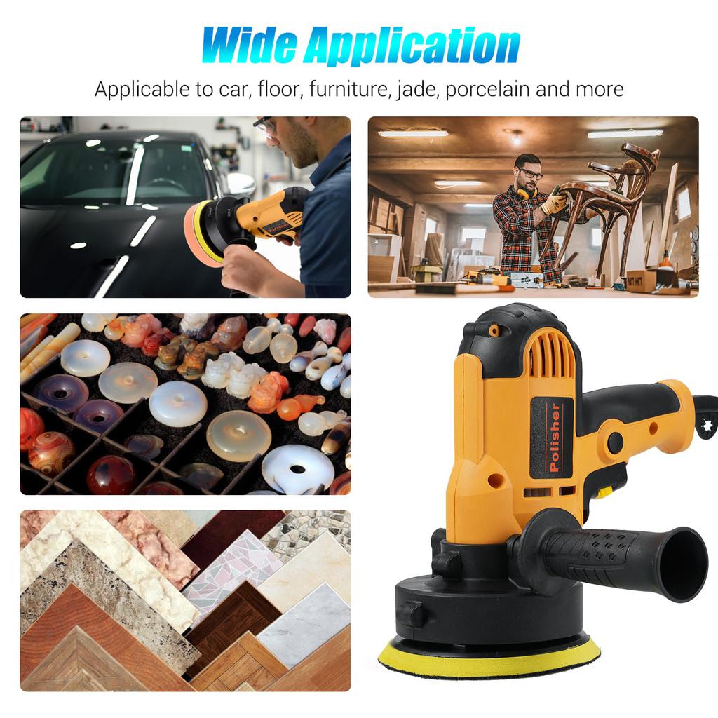 5-дюймовый набор для электрической полировки автомобиля 700 Вт Автомобильная полировальная машина 600 3700 об/мин с регулируемой скоростью и вспомогательной рукояткой
