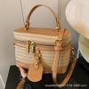 Handheld Fashion Casual Bucket Bag 2025 New High-end Contrast Shoulder Bag Woven Straw Commuter Crossbody Bag