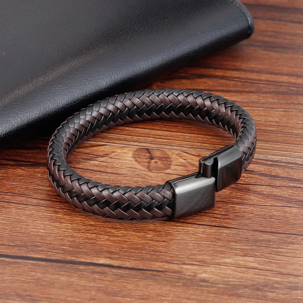 Leather Rope Bracelet, Leather Woven Bracelet, Genuine Leather Bracelet, Leather Bracelet, Men's Cowhide Jewelry.