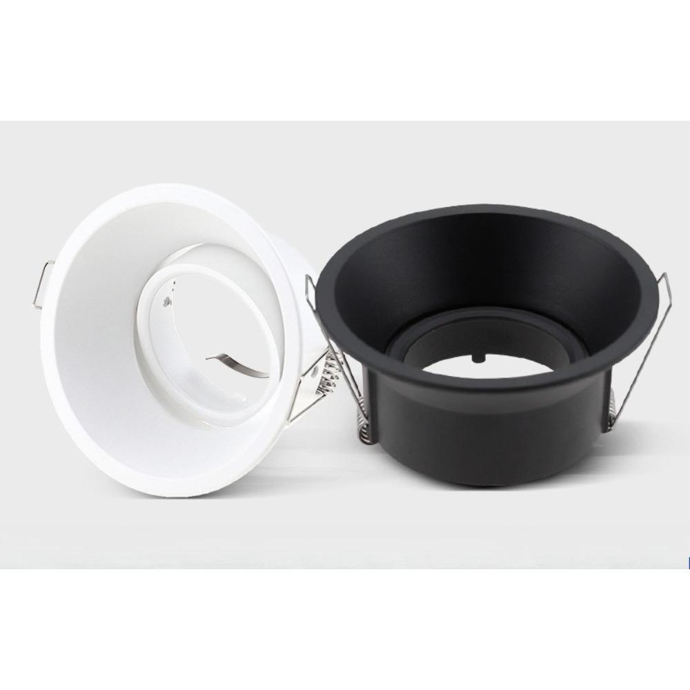10/50Pcs MR16 Anti-glare Round Embedded Downlight, Aluminum Narrow Side Ceiling Lamp Shell GU10 Engineering Spotlight Cup Holder