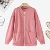 Women Casual Round Neck Long Sleeve Zipper Sweatshirt