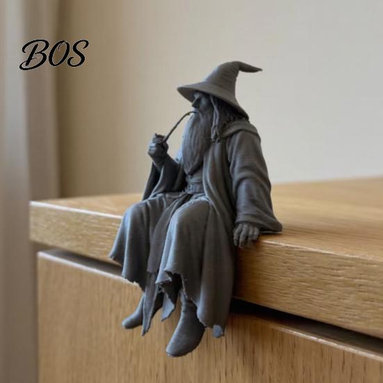 Small Wizard Figurine for Shelf 3D Printed Figurine, Sitter, Collectible Low-key High-end Art Desktop Ornament Bookshelves, Desks, TV Cabinets,