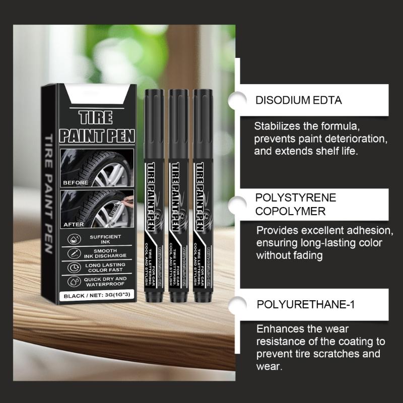 15 шт. черная ручка для краски для шин, быстросохнущая, водостойкая, черная ручка-маркер для шин для надписей и ремонта царапин на автомобильных шинах