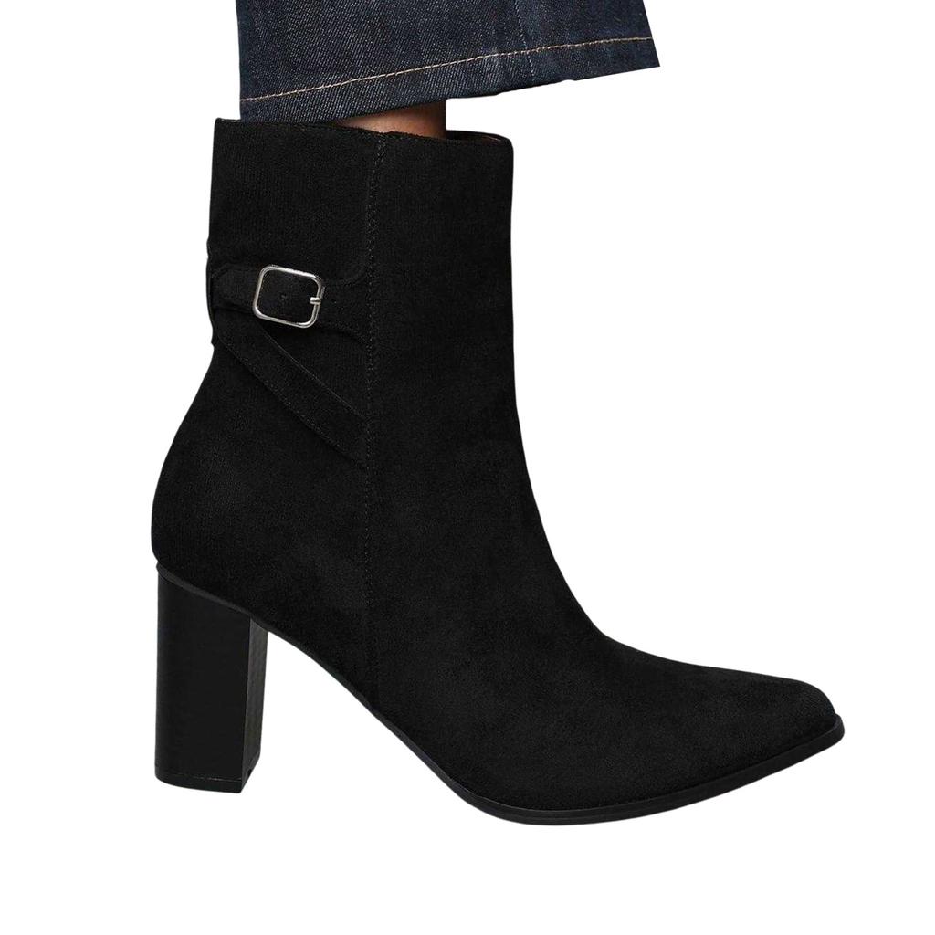 Where's That From Womens/Ladies Suedette Block Heel Ankle Boots