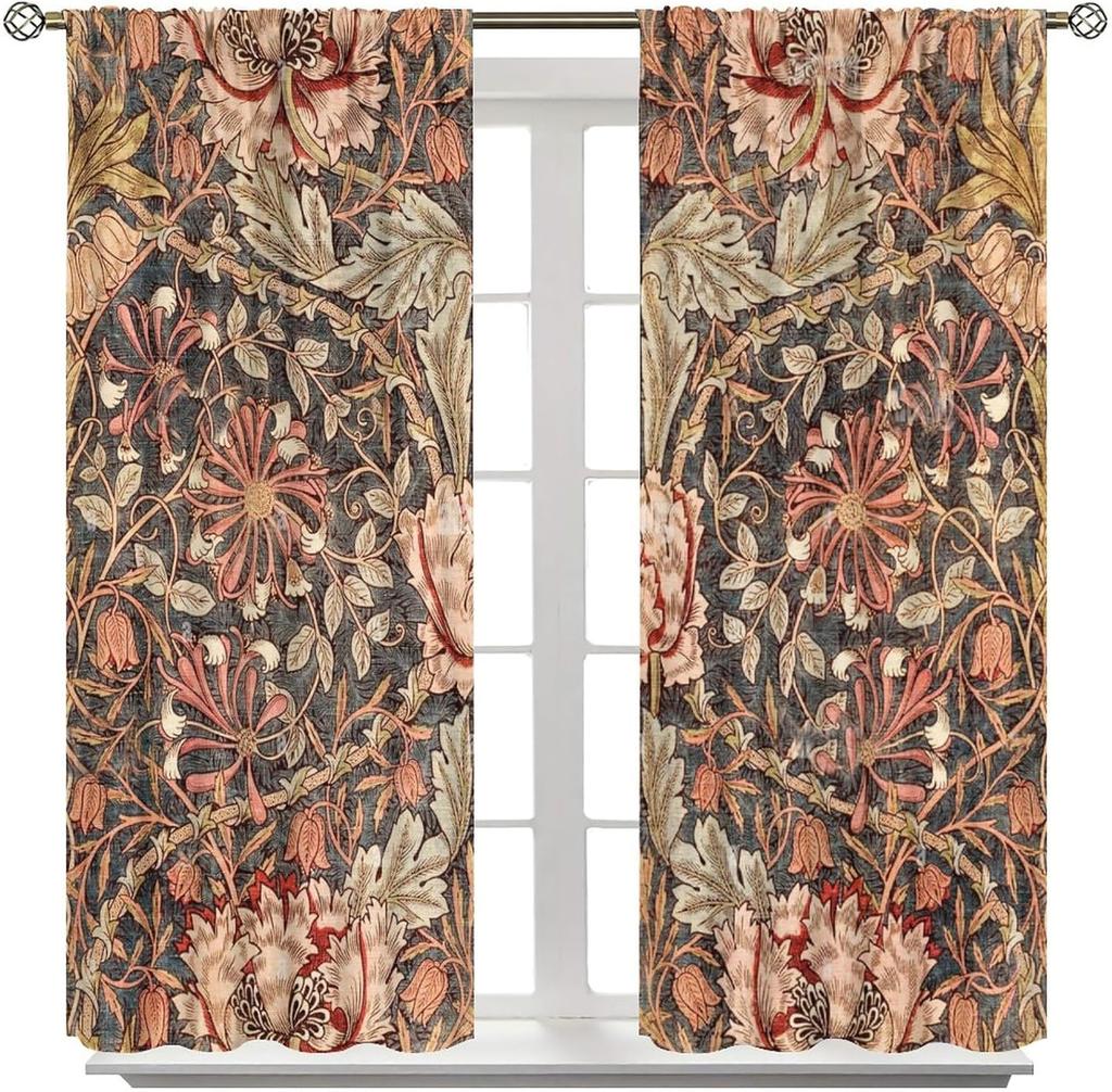 Винтажные Шторы Ycness William Morris с Цветочным Узором В Стиле Акварельных Цветов Для Окон Комнаты Шторы для Спальни Гостиной Штора Полиэстер Идеально Для