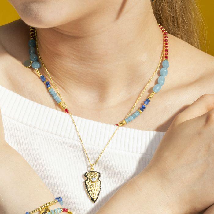 Collier orné de cristaux multicolores, finition or 18 carats - Ney
