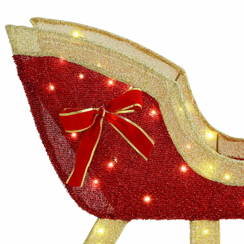 Reindeer Pulled Sled Warm White 151 x 28 x 128.5 cm Fabric