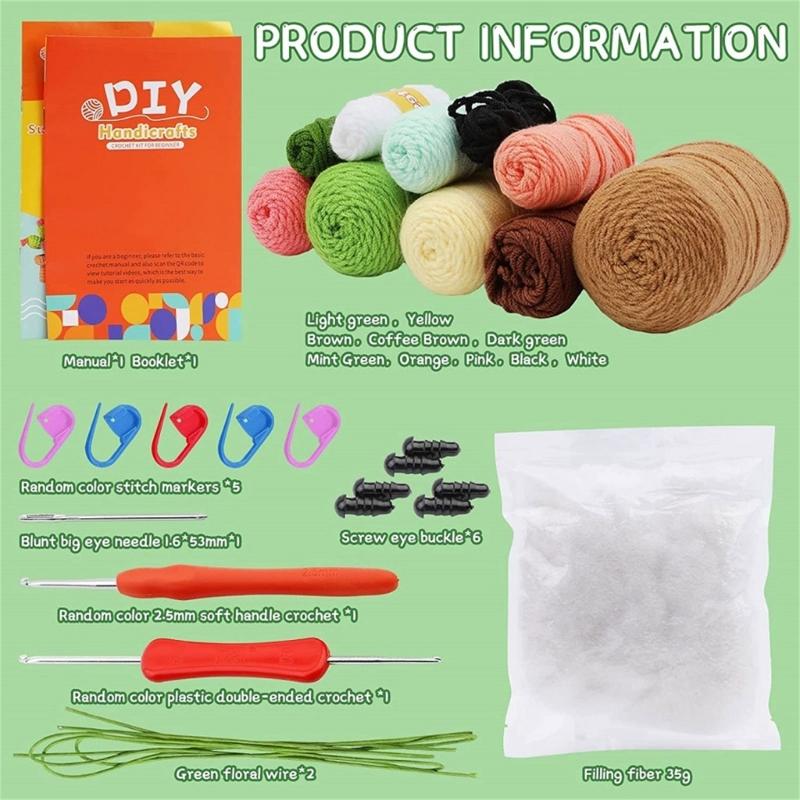 Beginners Crochet Kits DIY Crochet Starter Kits Including Crochet Hook, Yarn Balls, Needle, Instructions, Accessories