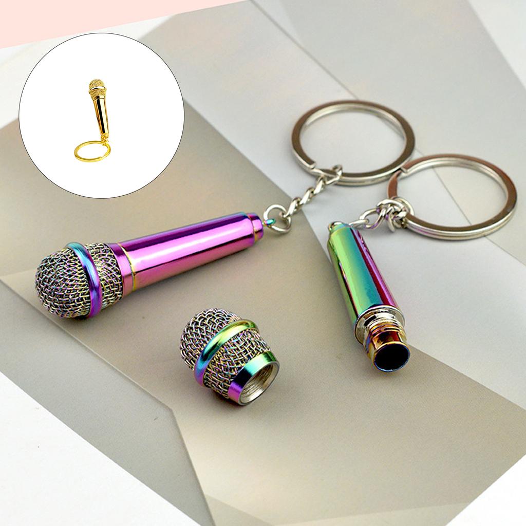 Microphone Pendant Keychain Simulation Mic Shaped Keyring Fashionable Bag Charm Stylish Accessory for Music Lovers