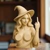 Halloween Middle Finger Witch Ornament Resin Women Bust Figurine Statue Sculpture Home Office Bookshelf Desktop Decoration Gag Gift