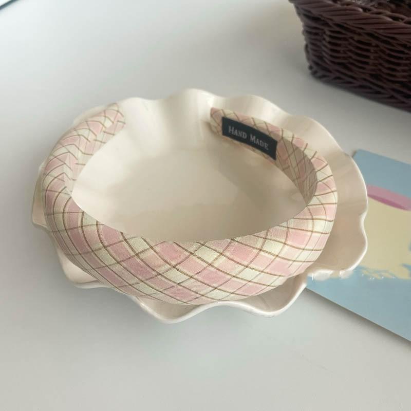 Cloth Plaid Sweet Headband Women's Korean Fashion Fresh Hair Band Outdoor Hair Accessories
