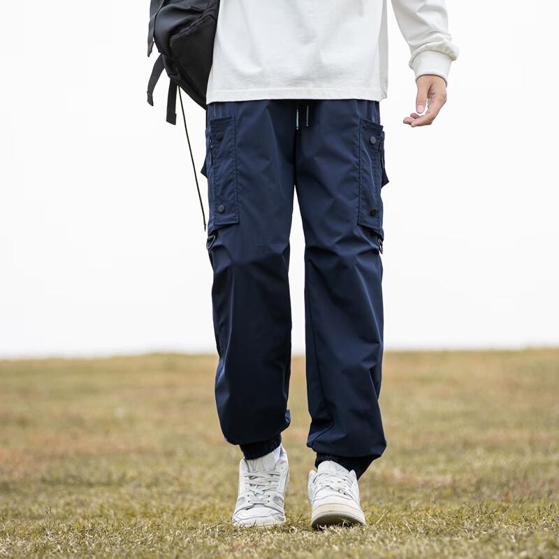 Homlean Hiking Trendy Casual Pants for Men, Spring Outdoor Cycling Cargo Loose-Fit Joggers, HT05 Navy Blue 4XL
