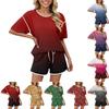 Women's Casual 2 Piece Short Sleeve Top And Shorts Matching Pajamas Set