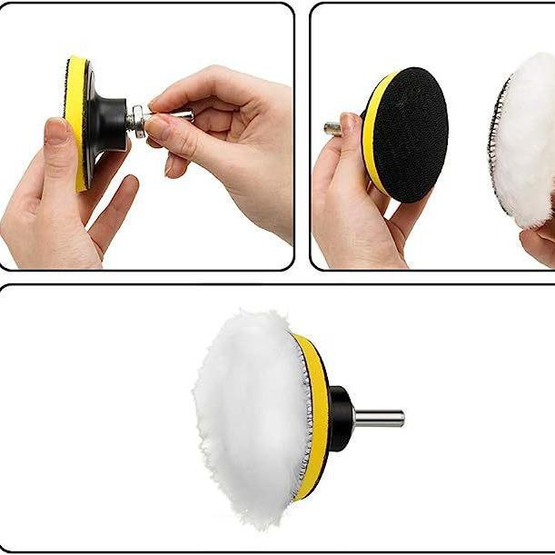 Набор из 5 самоклеящихся шерстяных шариков для полировки, вощения и чистки автомобиля