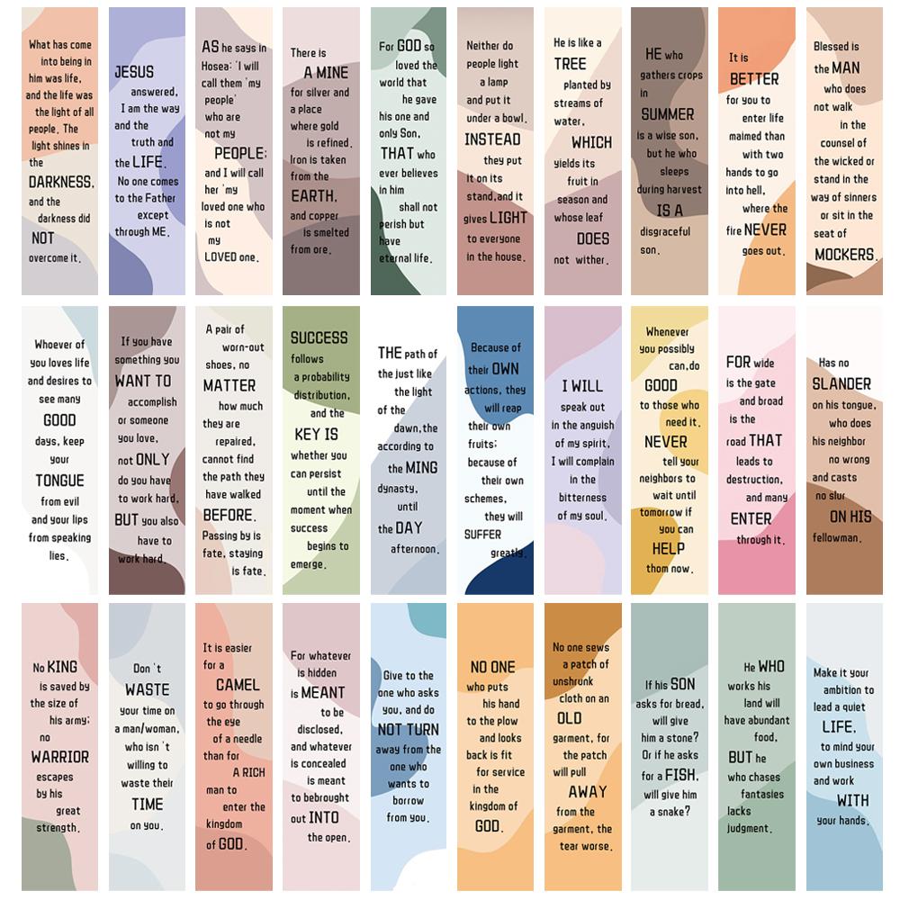 60PCS Simplified Bible Bookmarks Notebook Student Scrapbook Bumper Water DIY Art Decoration Reading Book Cards Bookmark