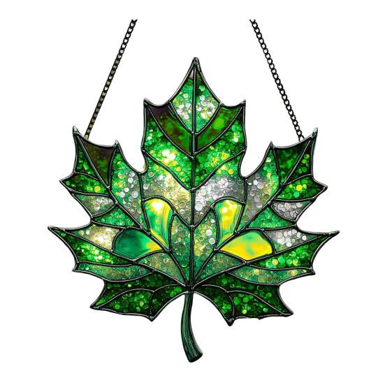 Maple Leaf Fall Ornament Window Hanging Autumn Leaf Suncatcher Stained Glass Wall Art for Thanksgiving Autumn Indoor Outdoor Home Decor
