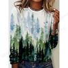 2025 New Floral 3d Print T-Shirt Casual Crew Neck Long Sleeve T-shirt Women's Clothing Fashion Casual Oversized Tops Tees Female