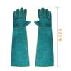 Anti-Bite Safety Gloves Ultra Long Leather Green Pets Grip Biting Protective Gloves for Catch Dog