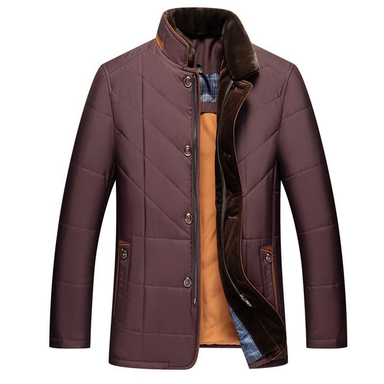 Теплая хлопковая куртка на зиму 2026: Повседневное утепленное пальто с воротником-стойкой для среднего и пожилого возраста