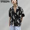 WTEMPO Уличная одежда Harajuku, винтажные шикарные футболки с короткими рукавами и принтом, женские повседневные свободные блузки с отложным воротником, летние рубашки